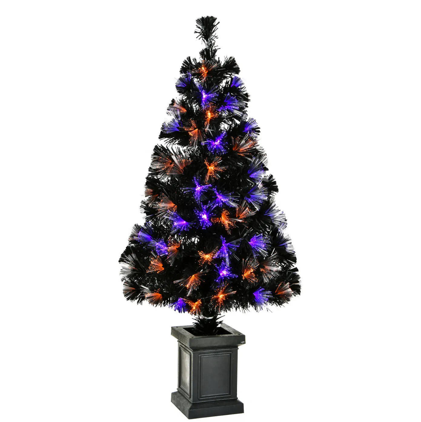 4 ft. Halloween Pre Lit Black Tree Decoration with Fiber Optic, LED Lights