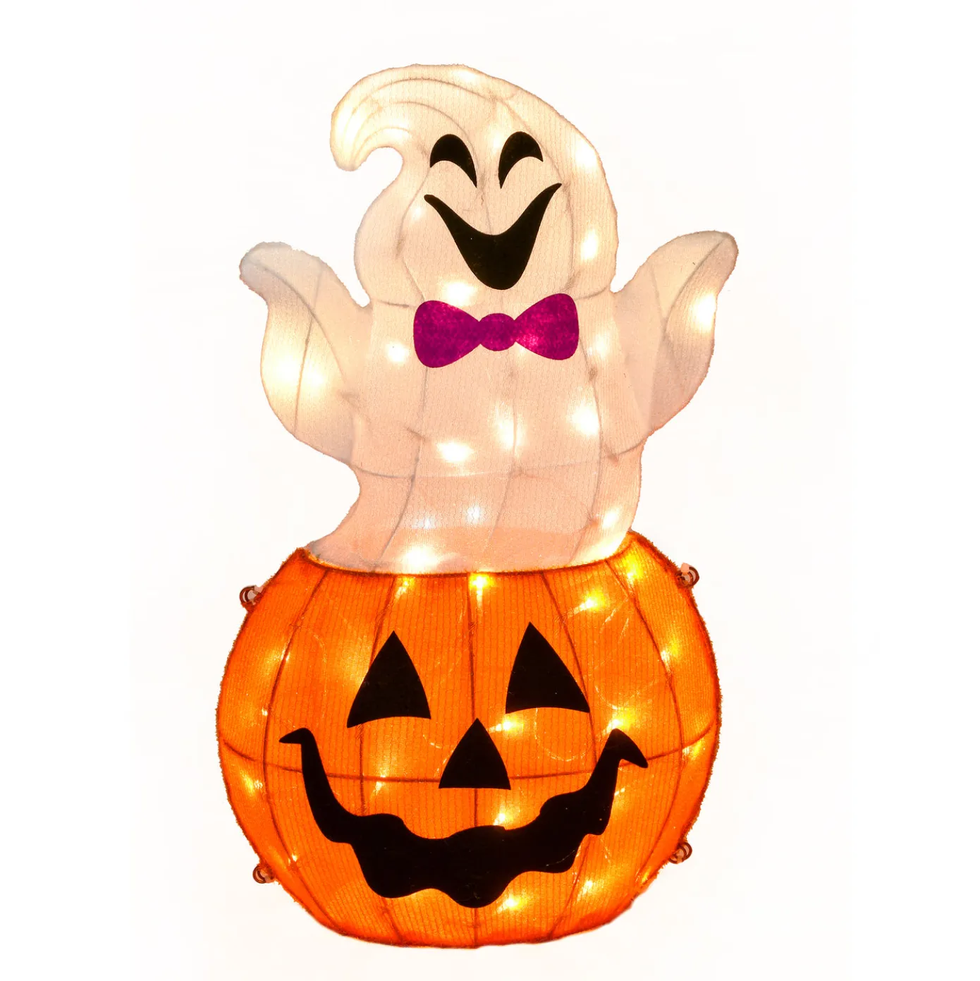 2 ft. Halloween Pre-Lit Pumpkin and Ghost Lawn Decoration with LED Lights
