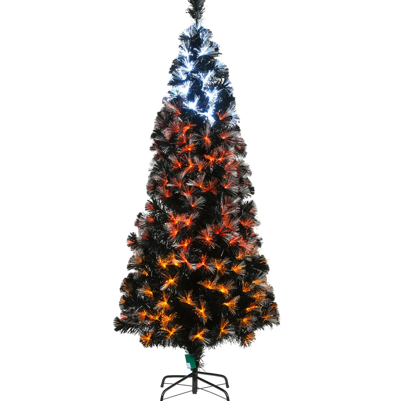 6 ft. Halloween Pre-Lit Black Tree with Fiber Optic, Candy Corn LED Lights