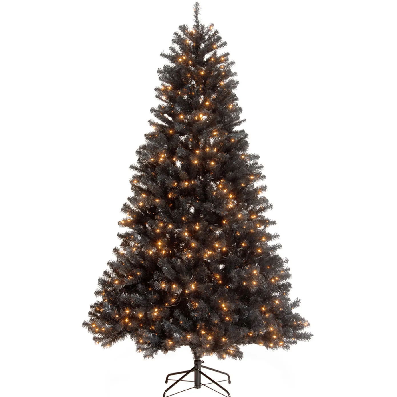 7 ft. Halloween Pre-Lit North Valley Spruce Full Black Tree with White Lights
