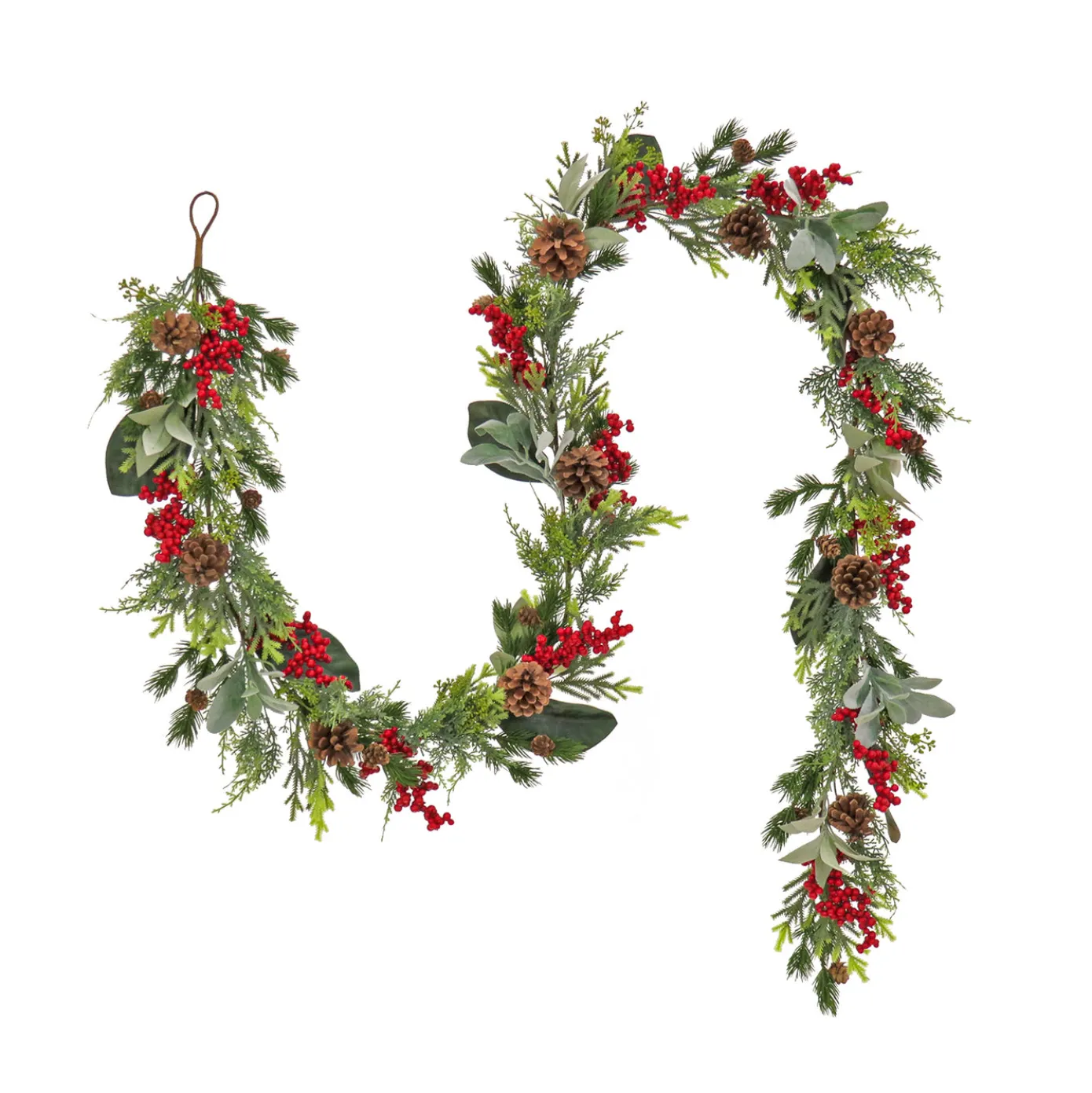 9 ft. HGTV Home Collection Berries and Greenery Garland