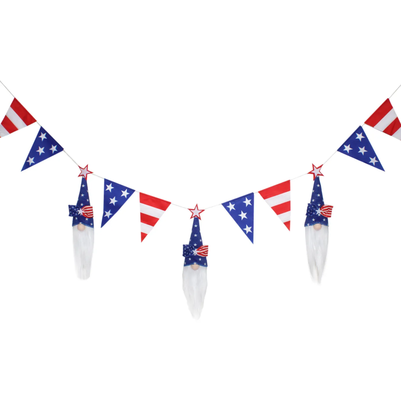 6 ft. Patriotic Flags and Blue Gnomes Garland