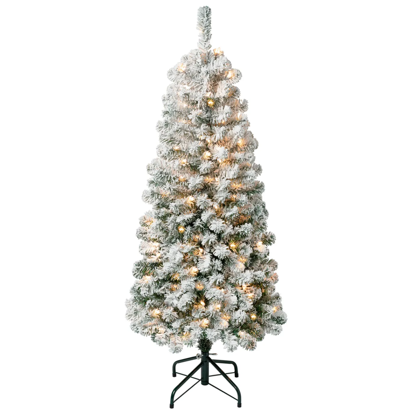 4.5 ft. Pre-Lit Acacia Medium Flocked Tree with Clear Lights