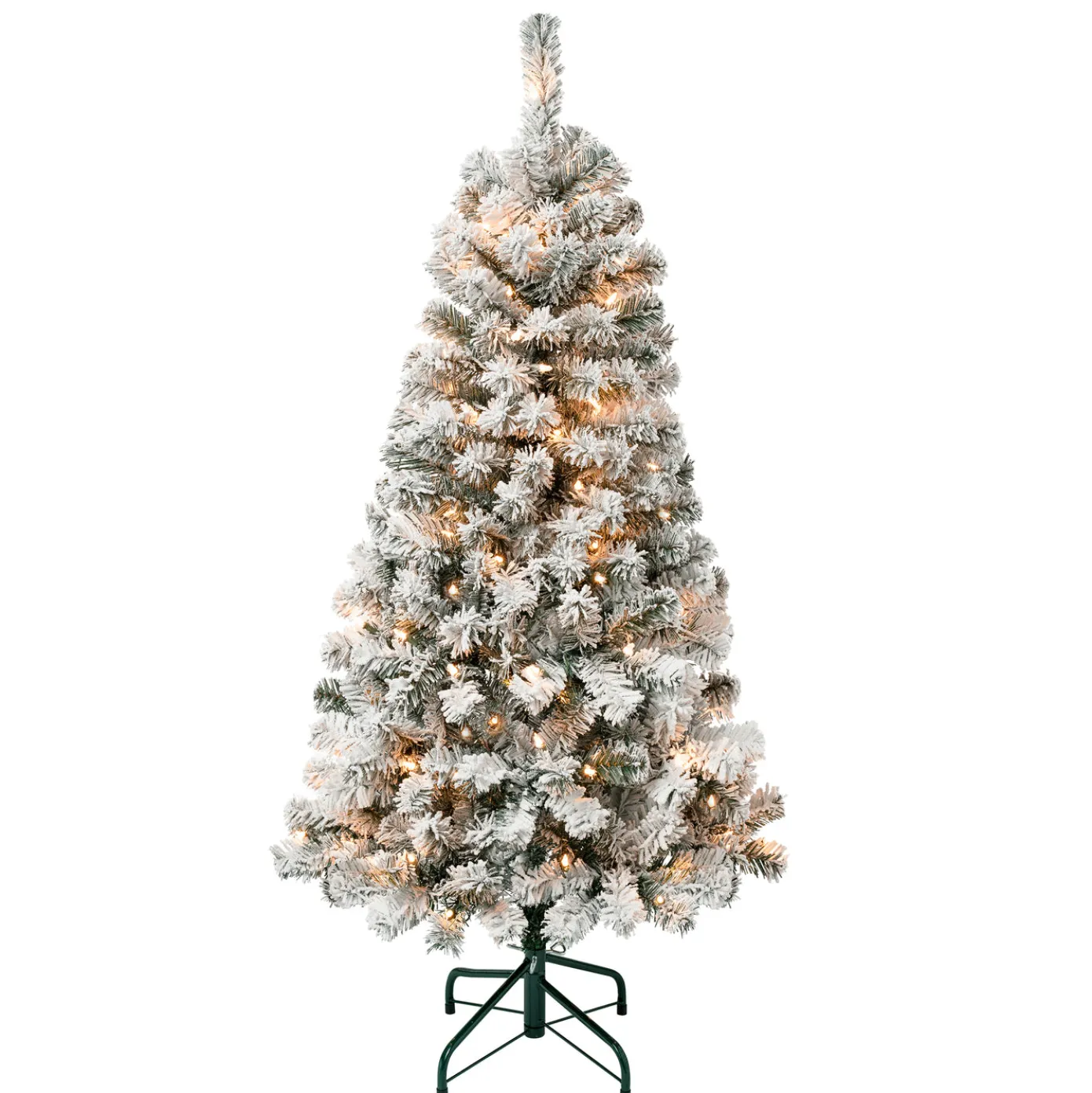 4.5 ft. Pre-Lit Acacia Flocked Tree with Clear Lights