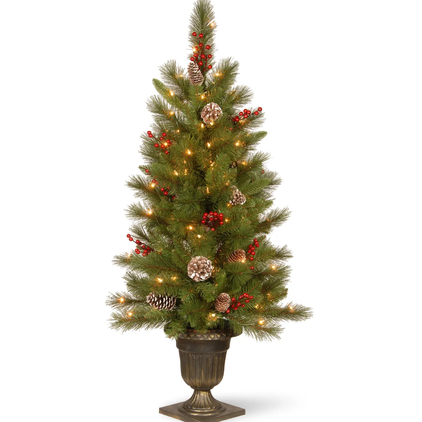 4 ft. Pre-Lit Bristle Berry Tree with Clear Lights