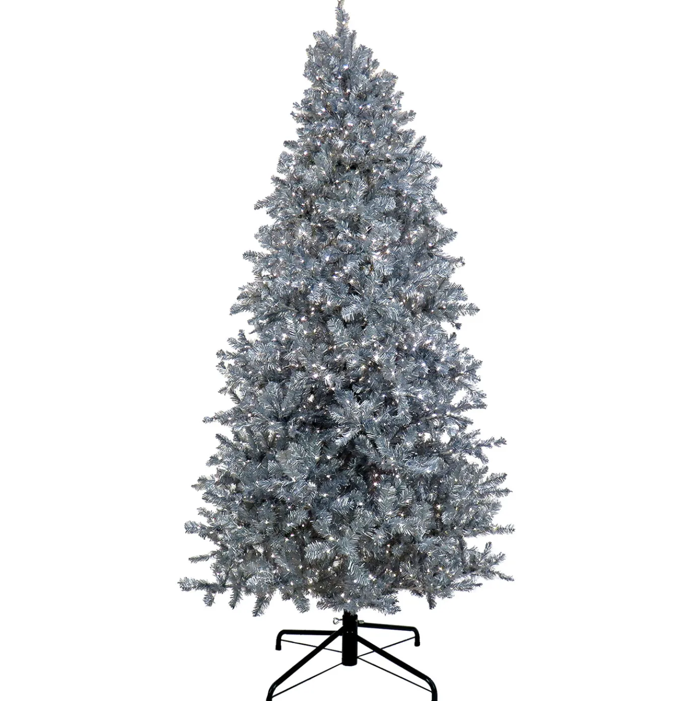 9 ft. Pre-Lit Christmas Matt Silver Silver Metallic Tree