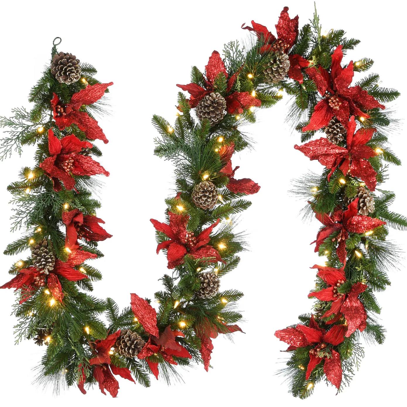 9 ft. Pre-Lit Decorative Collection Garland with Clear Lights