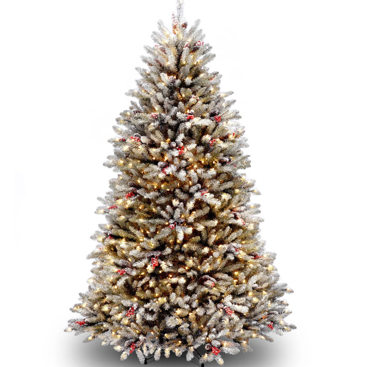 6.5 ft. Pre-Lit Dunhill Fir Snowy Tree with Clear Lights