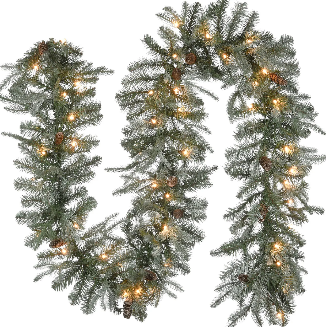 9 ft. Pre-Lit Frosted Arctic Spruce Garland with Clear Lights