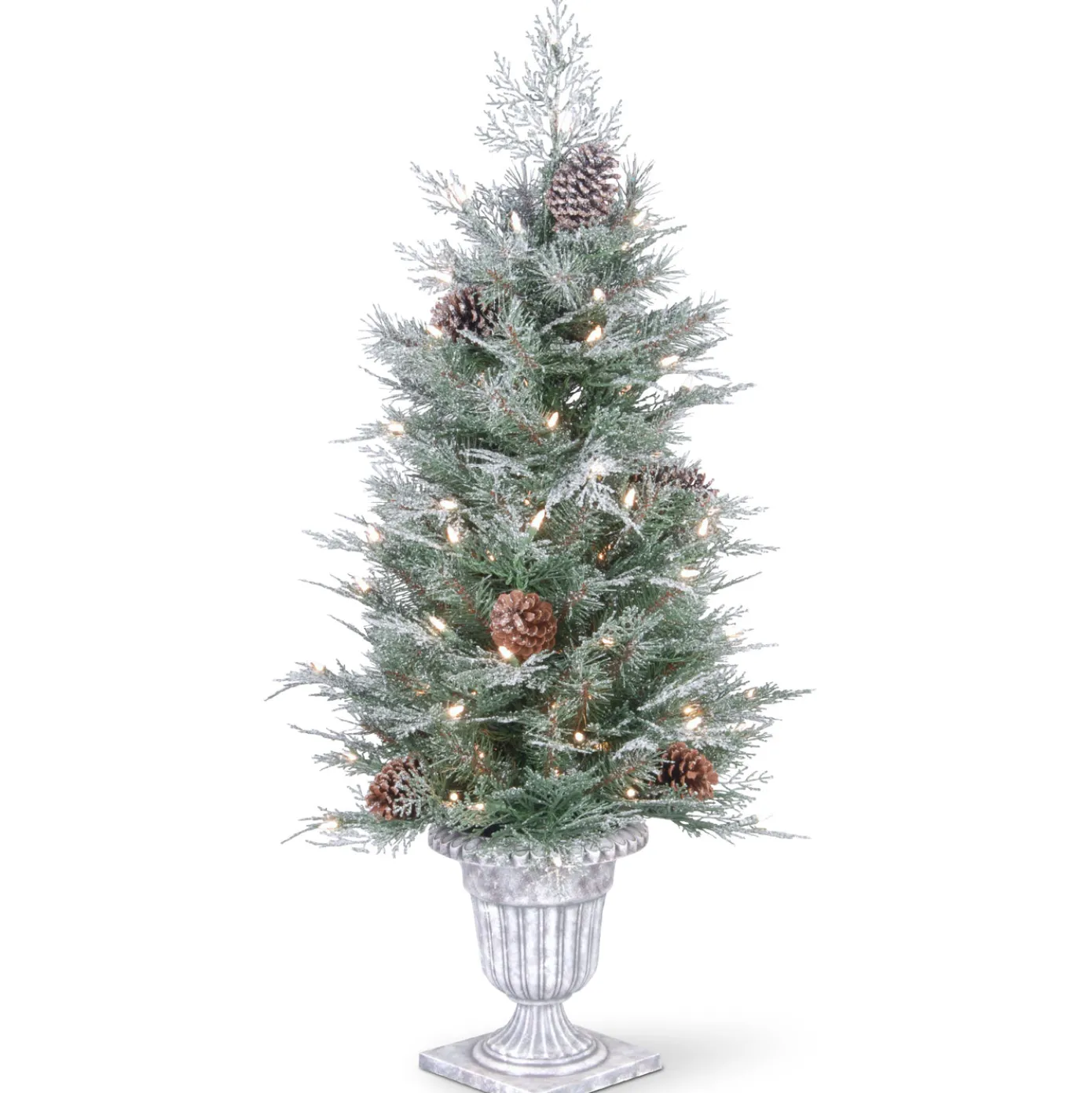 4 ft. Pre-Lit Frosted Mountain Spruce Tree with Clear Lights