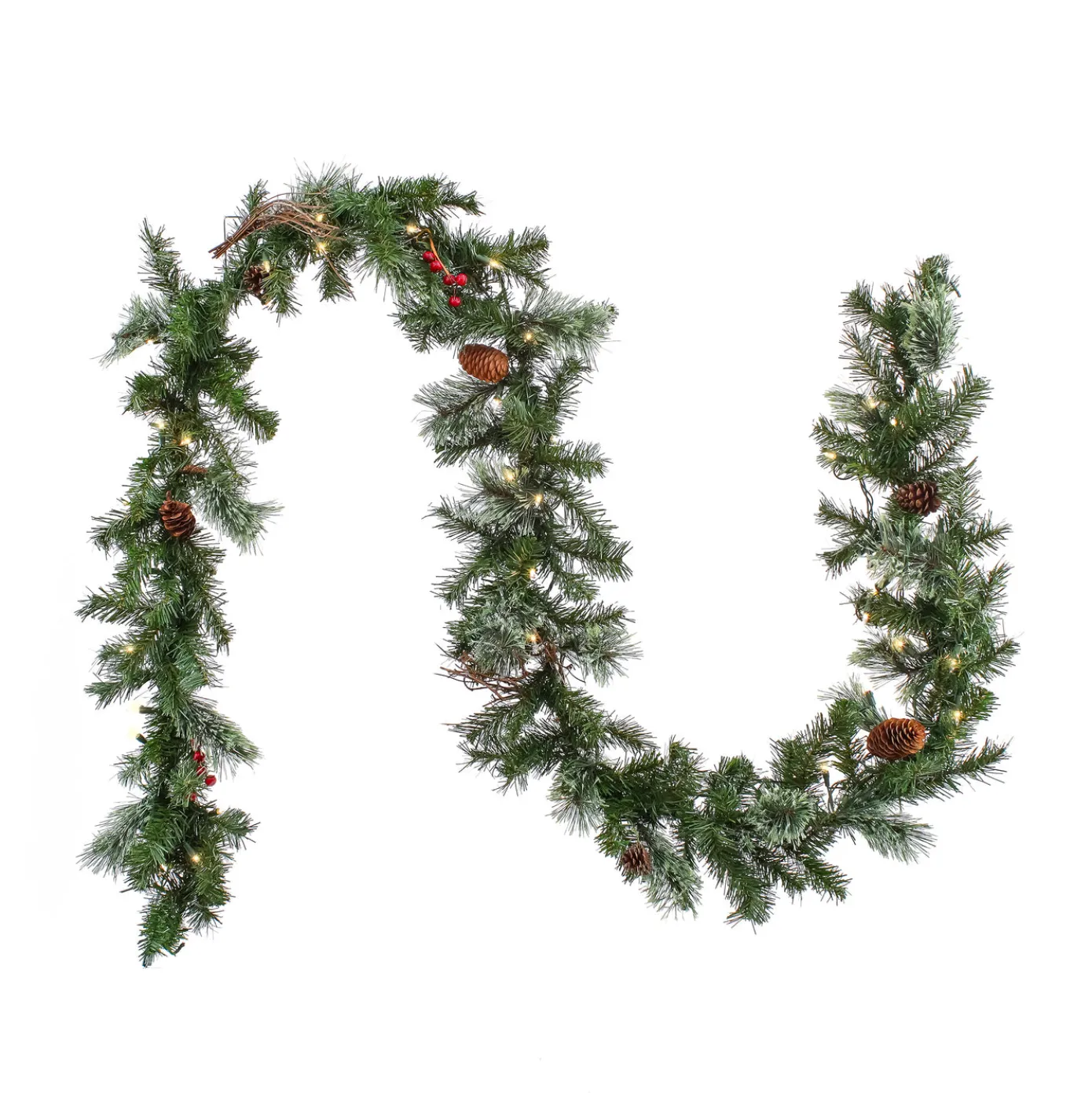 9 ft. Pre-Lit Glistening Pine Garland with Clear Lights