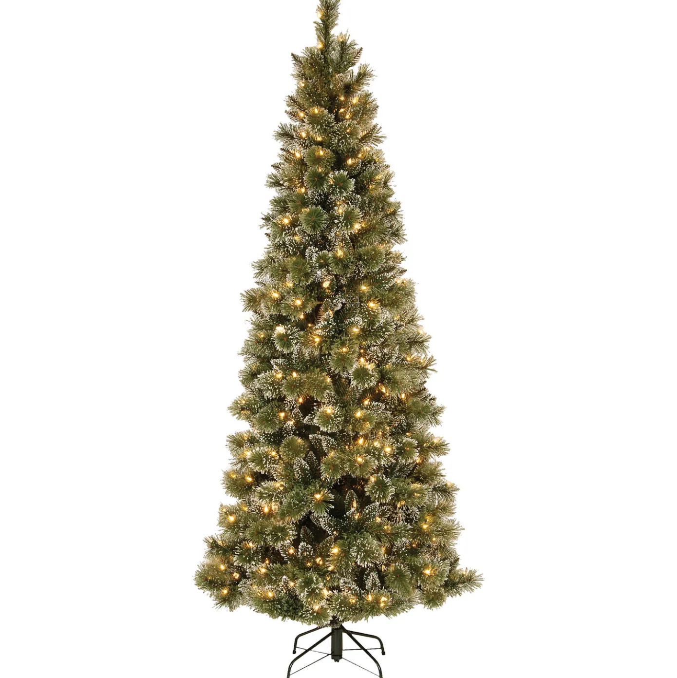 7.5 ft. Pre-Lit Glittery Bristle Slim Tree with LED Lights