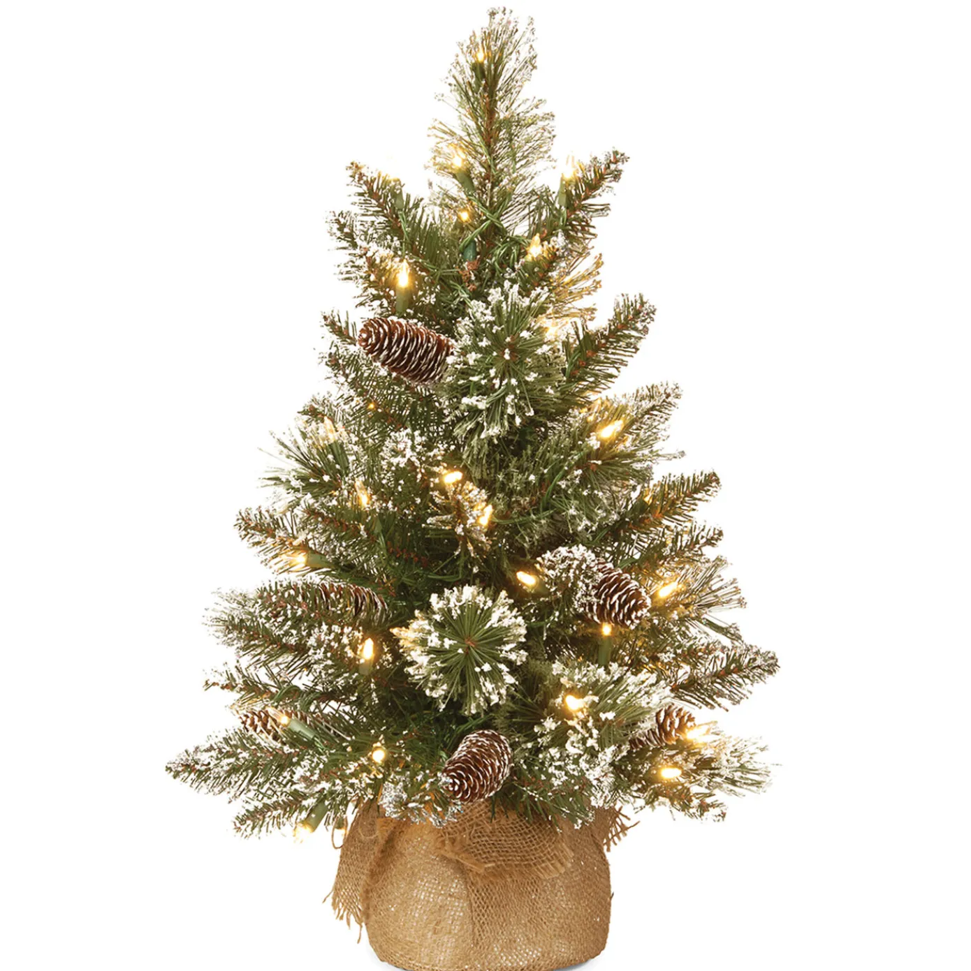 2 ft. Pre-Lit Glittery Bristle Tree with LED Lights