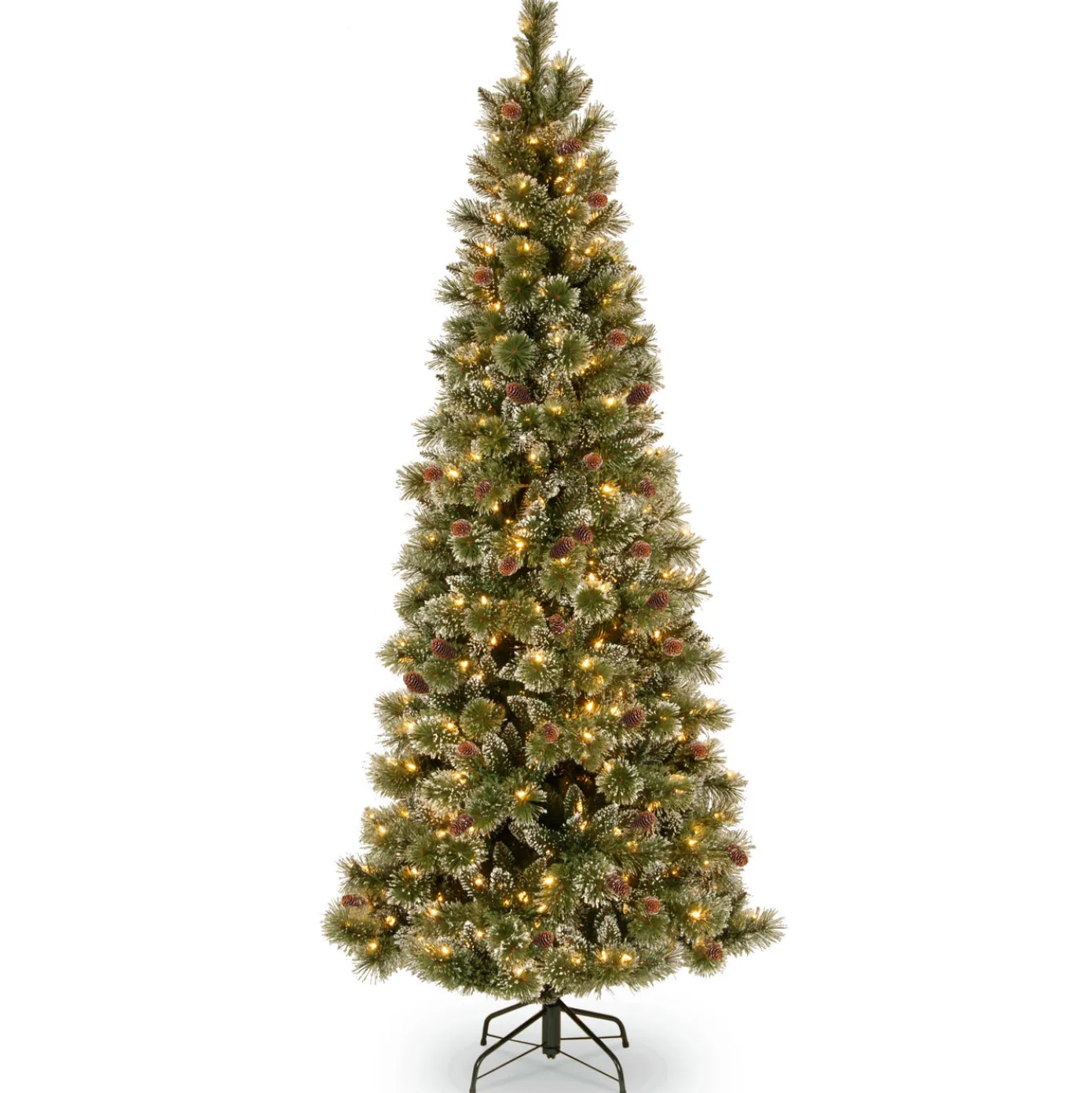 6.5 ft. Pre-Lit Glittery Bristle Slim Tree with Clear Lights