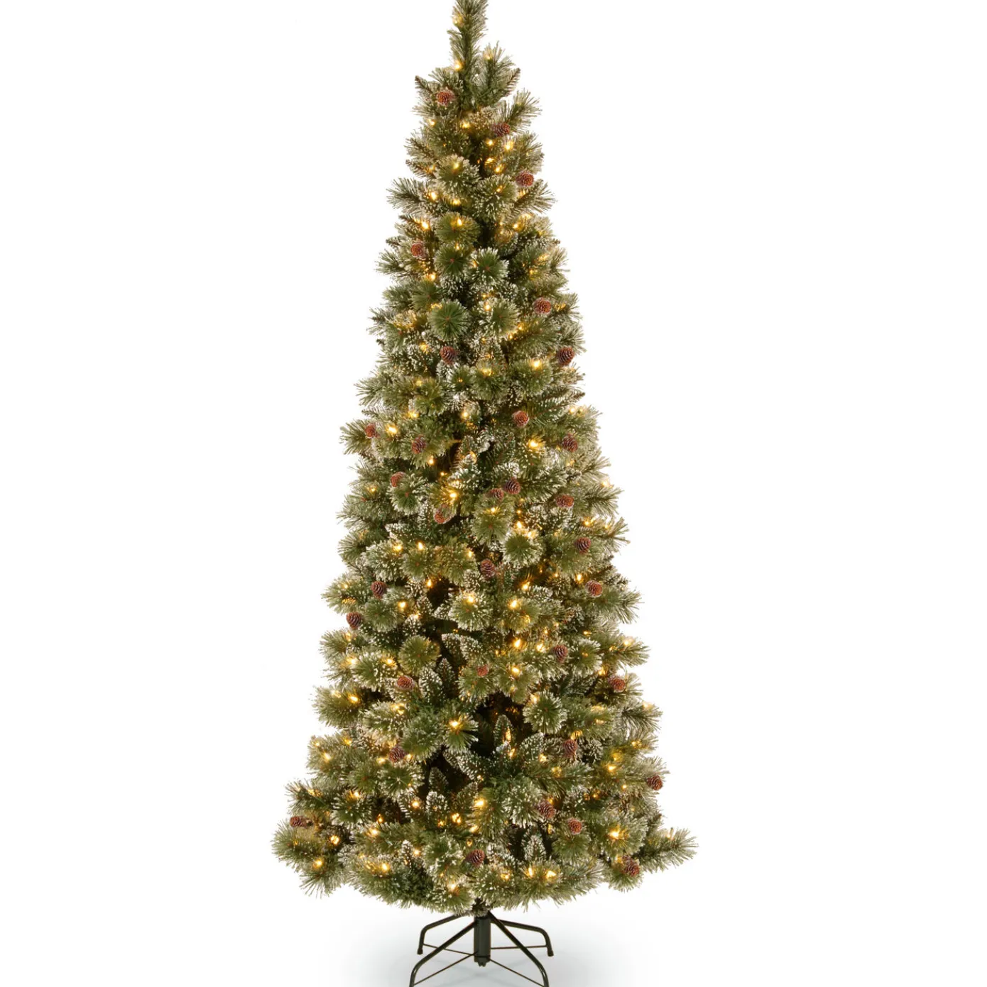 7.5 ft. Pre-Lit Glittery Bristle Slim Tree with Clear Lights