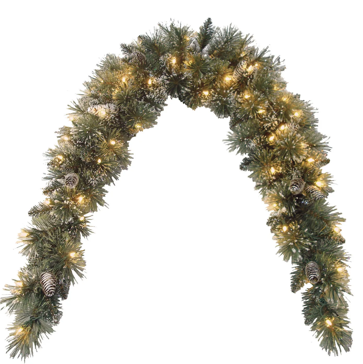 6 ft. Pre-Lit Glittery Bristle Pine Mantel Swag with Clear Lights