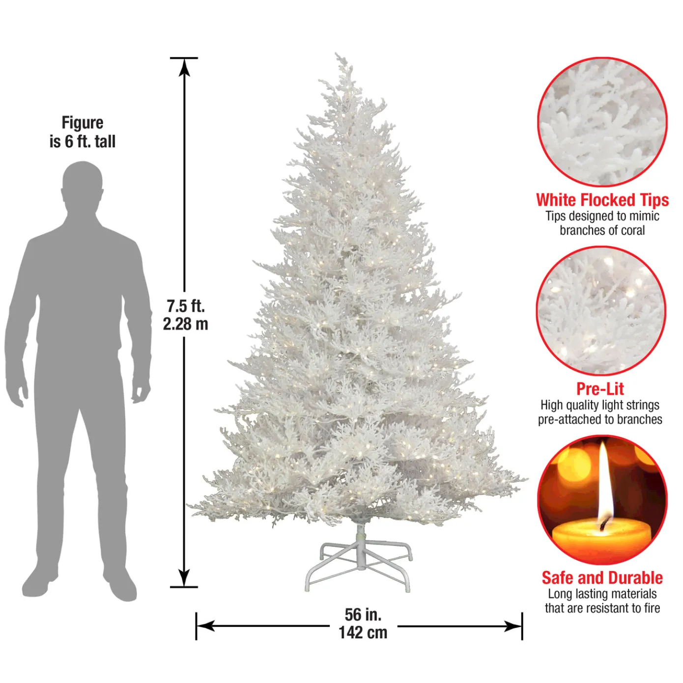 7.5 ft. Pre-Lit Sea Coral Tree with Warm White LED Lights