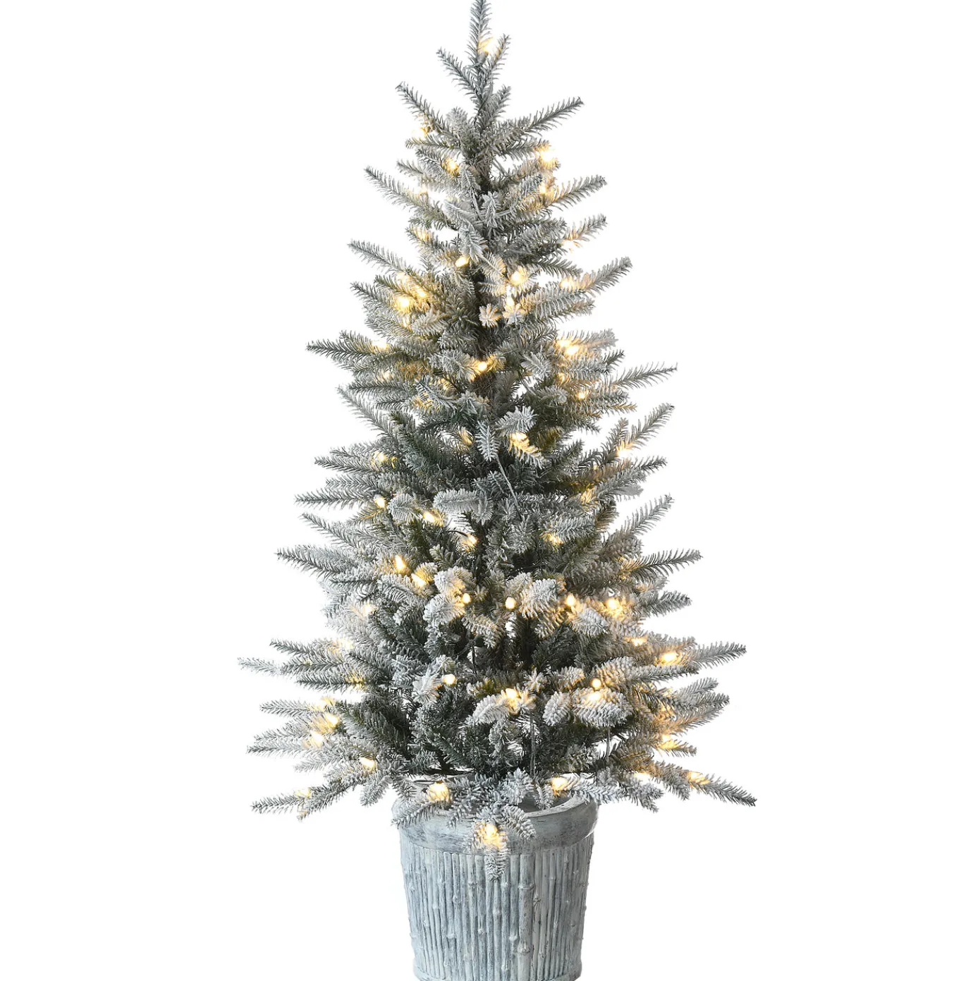 4.5 ft. Pre-Lit Snowy Alpine Fir Tree with LED Lights