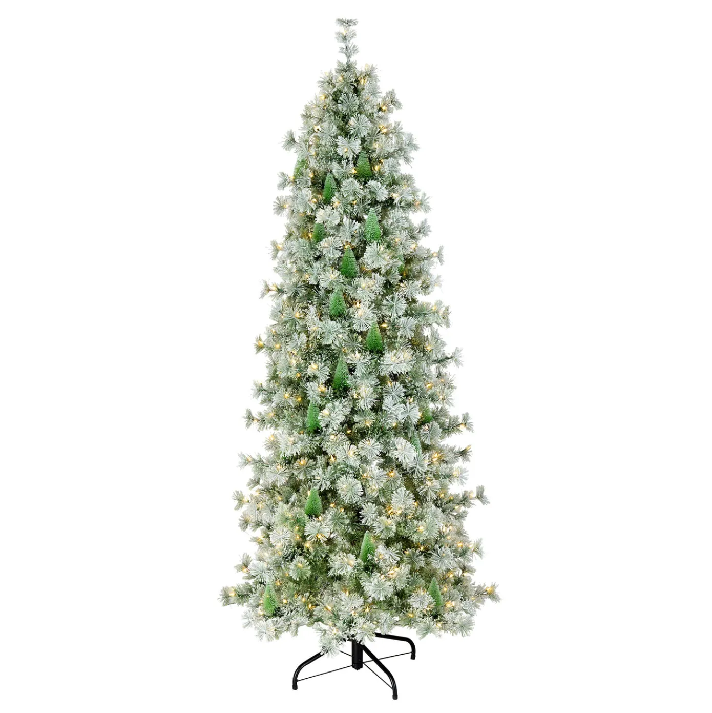 7.5 ft. Pre-Lit Snowy Bottle Brush Slim Tree with Clear Lights