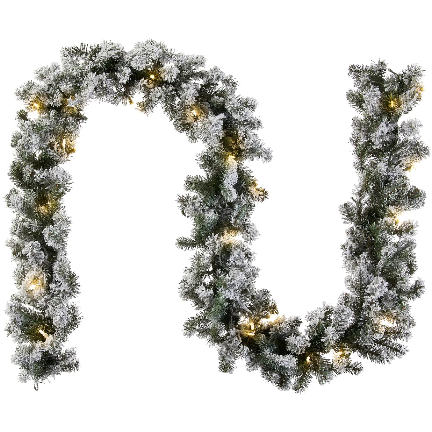 9 ft. Pre-Lit Snowy Camden Garland with Clear Lights
