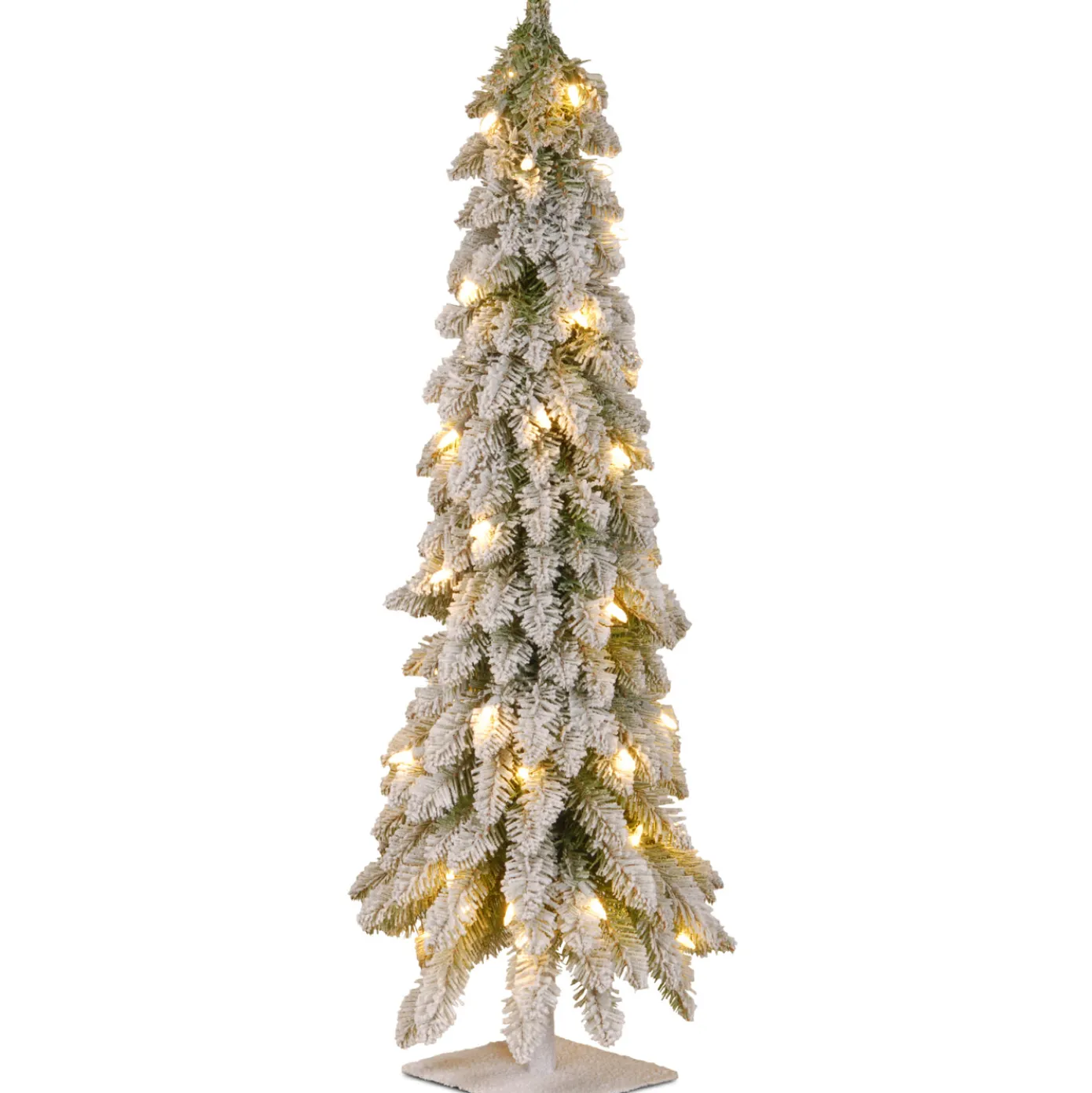 4 ft. Pre-Lit Snowy Downswept Forest Tree with Clear Lights