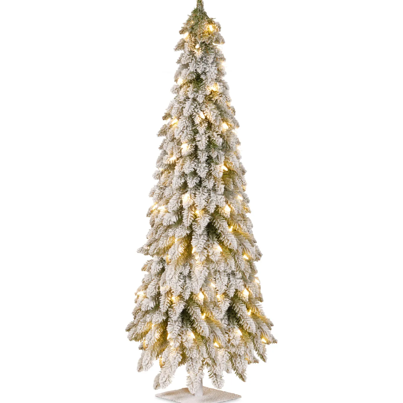 5 ft. Pre-Lit Snowy Downswept Forest Slim Tree with Clear Lights
