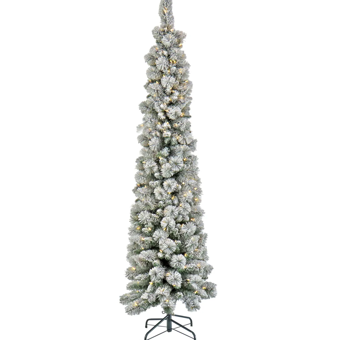7 ft. Pre-Lit Snowy Methow Pencil Slim Tree with LED Lights