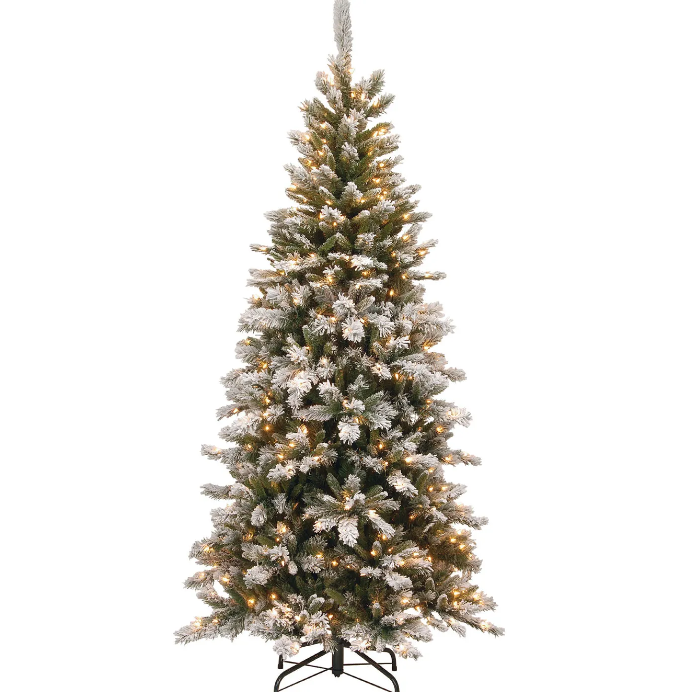 7.5 ft. Pre-Lit Snowy Mountain Pine Slim Tree with Clear Lights