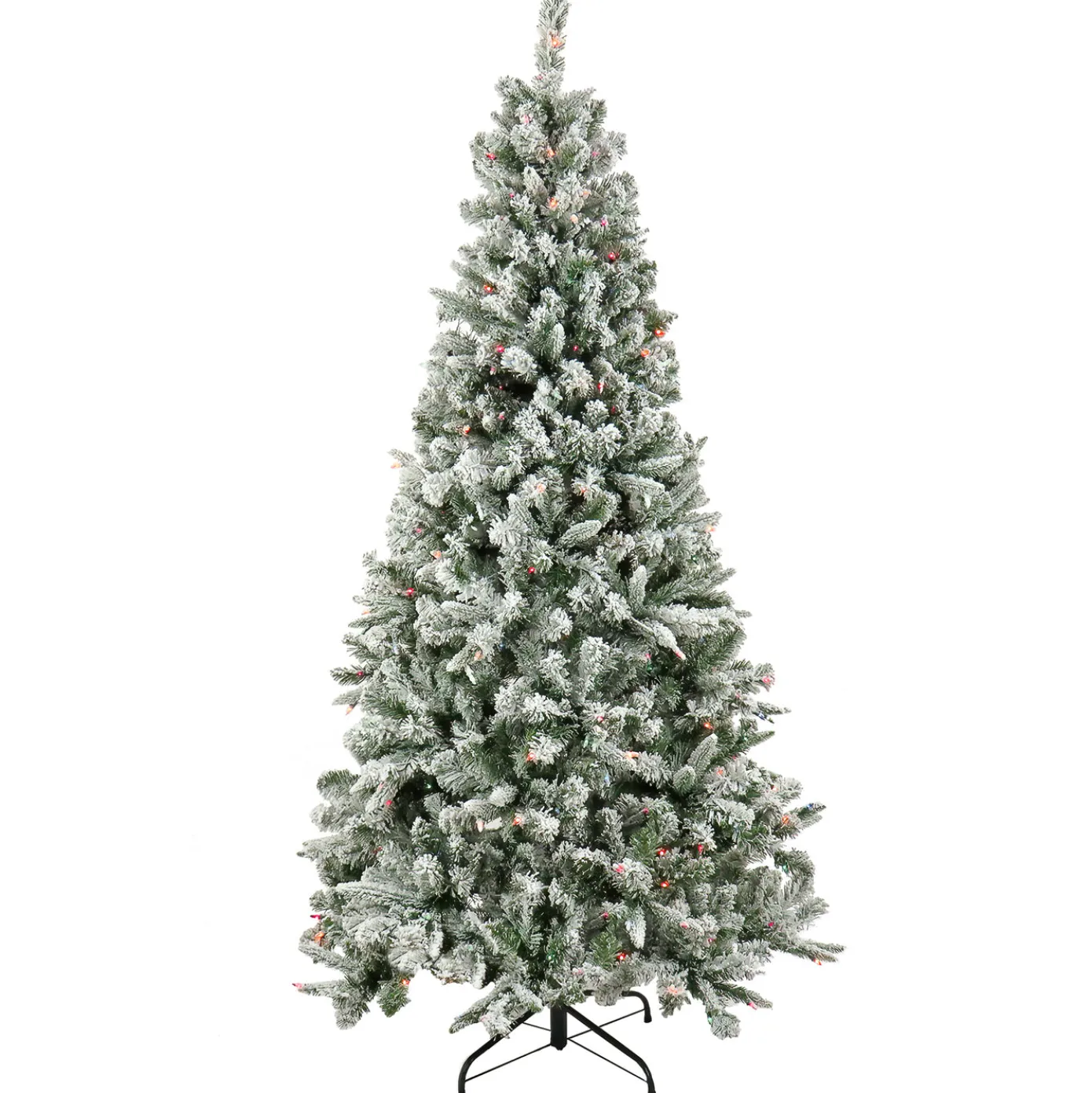 6.5 ft. Pre-Lit Snowy Mixed Pine Tree with Multicolor Lights