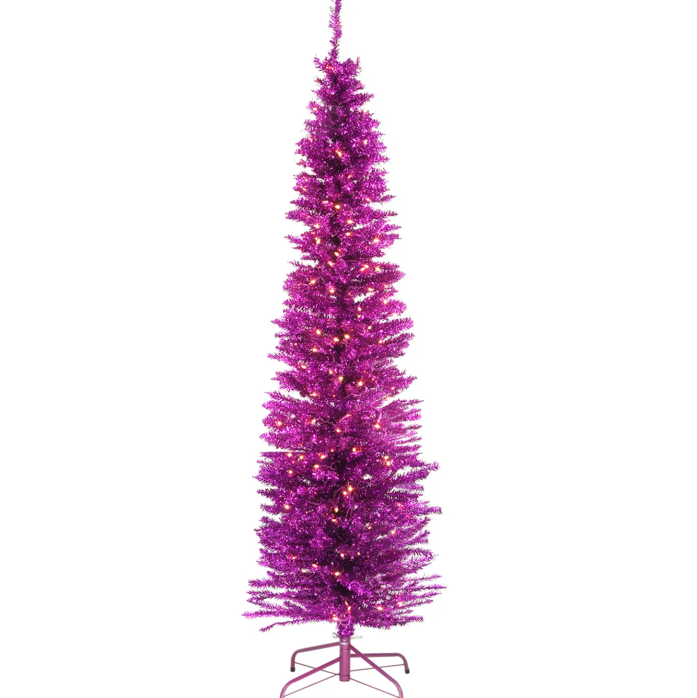 7 ft. Pre-Lit Tinsel Collection Pink Tree with Clear Lights