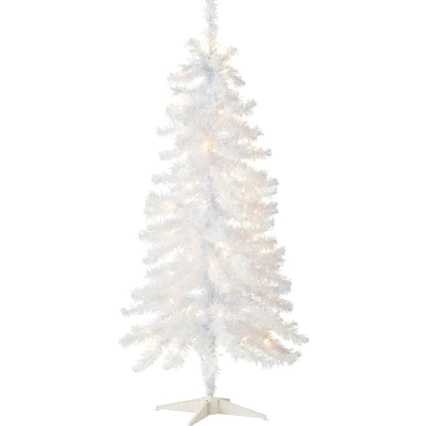 4 ft. Pre-Lit Tinsel Collection White Iridescent Tree with Clear Lights
