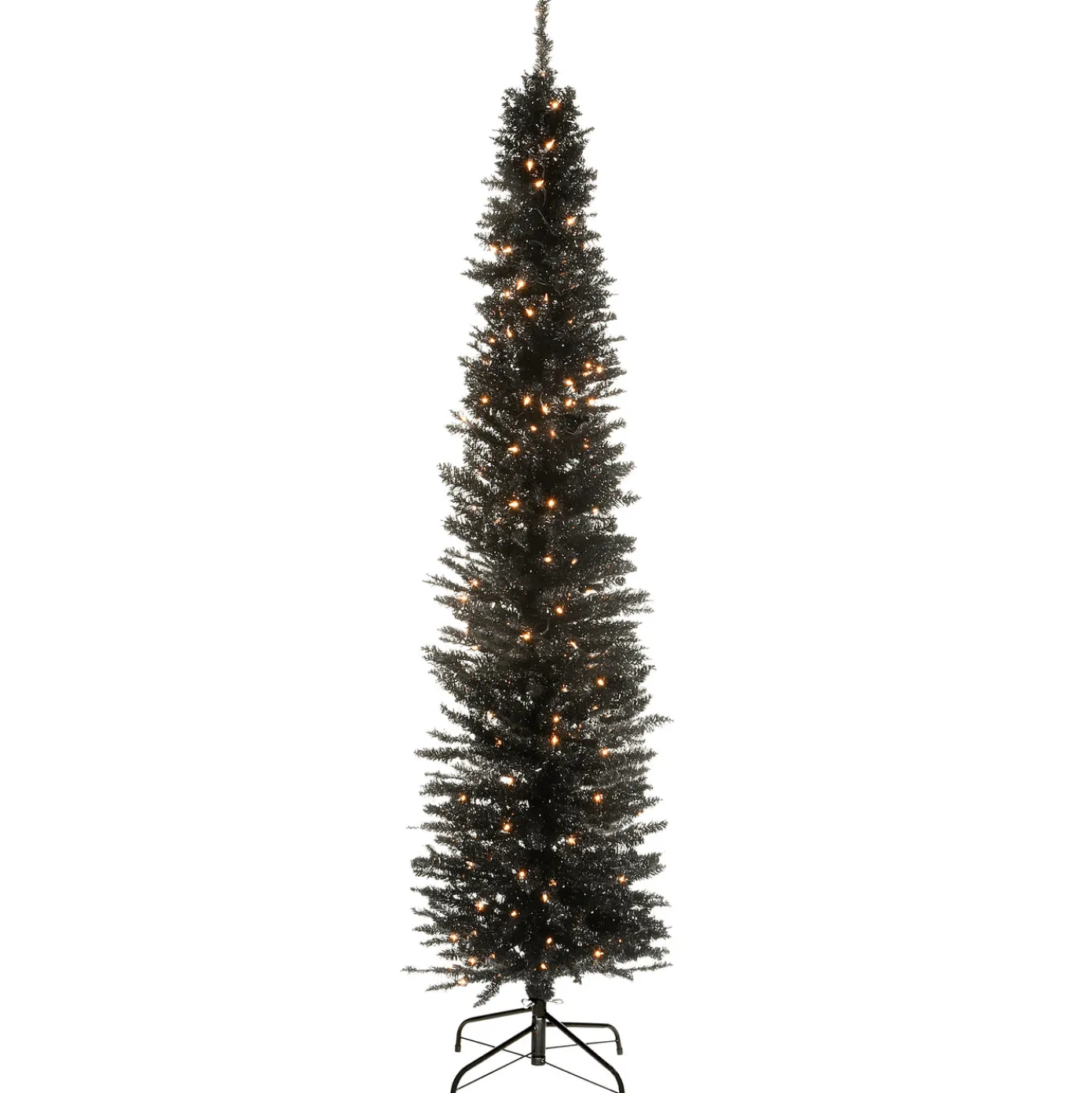 6 ft. Pre-Lit Tinsel Collection Black Tree with Clear Lights