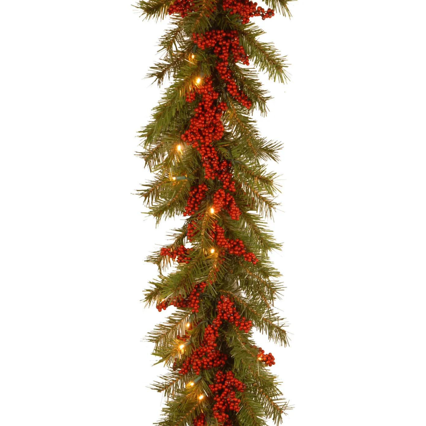 9 ft. Pre-Lit Valley Pine Garland with Warm White LED Lights
