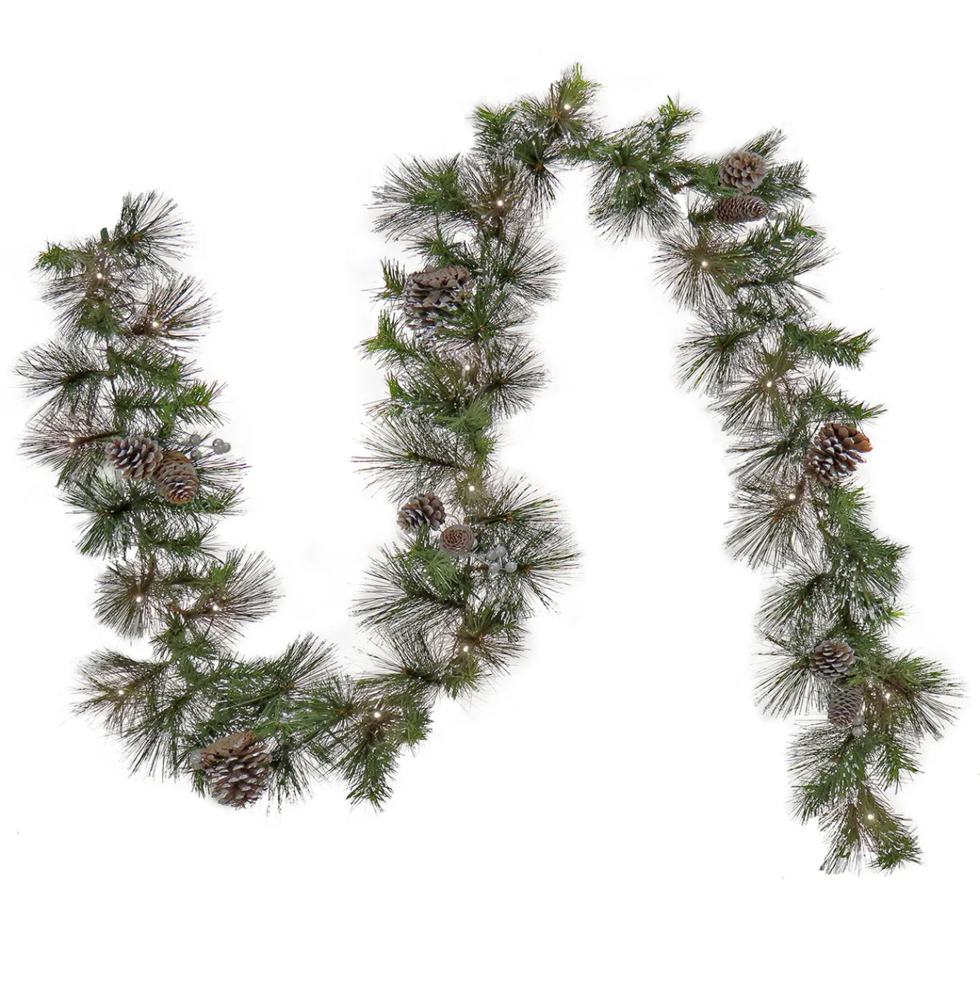 9 ft. Pre-Lit Whitter Pine Garland with LED Lights