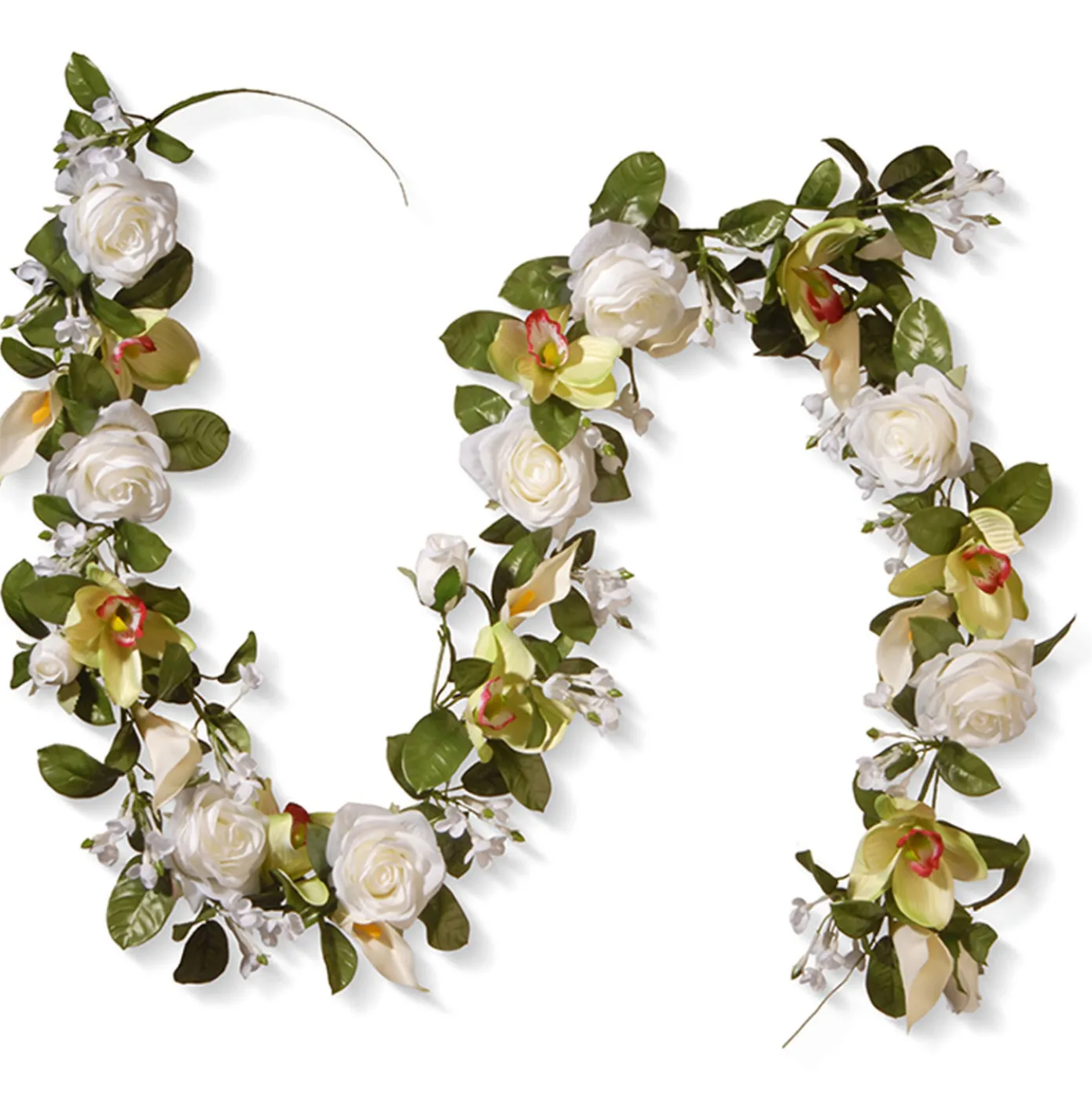 6 ft. Spring Garland with Roses, Lilies, Berry Clusters, Leafy Greens