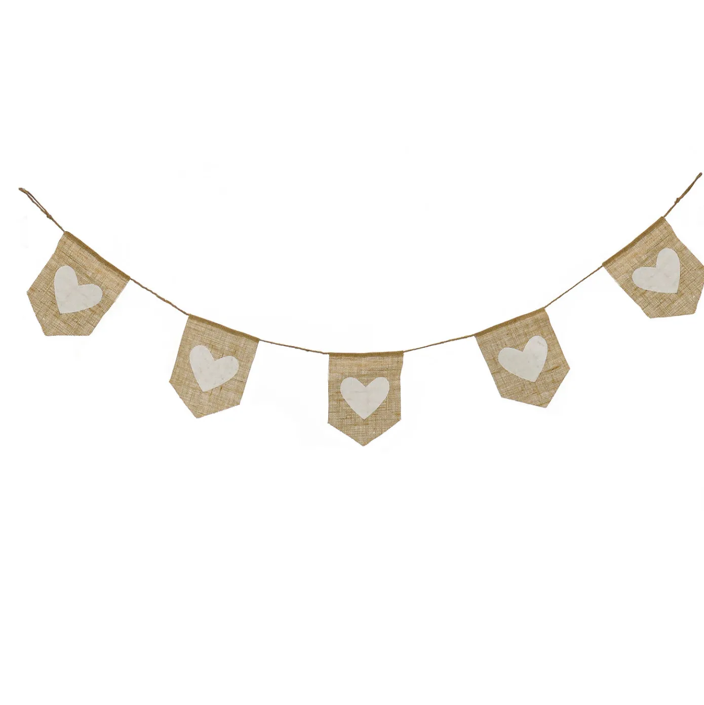 6 ft. Valentine's Jute Garland with Natural & White Hearts