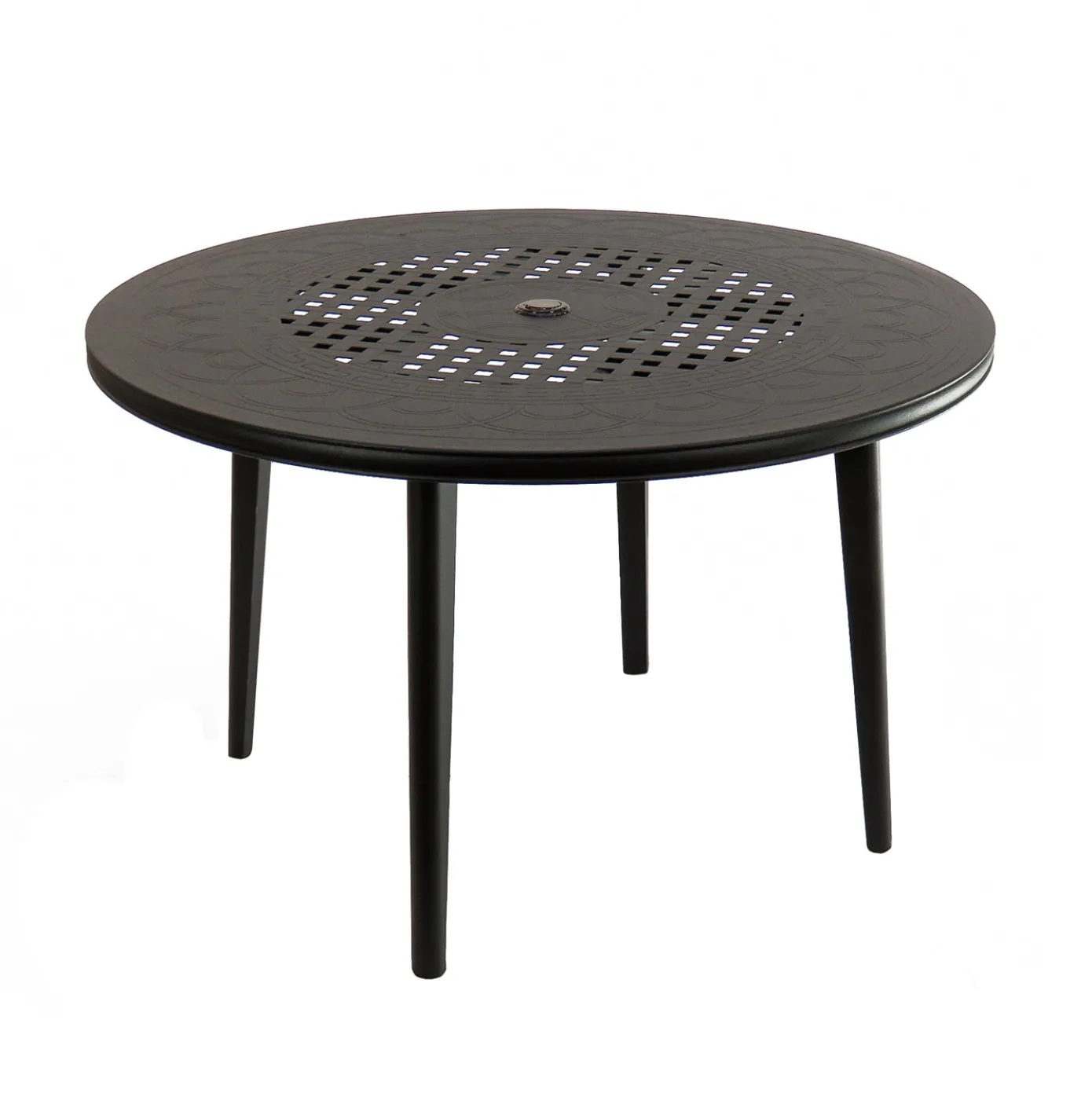 48 in. All Weather Round Dining Table, Black Finish, Cast Aluminum, Darby Collection