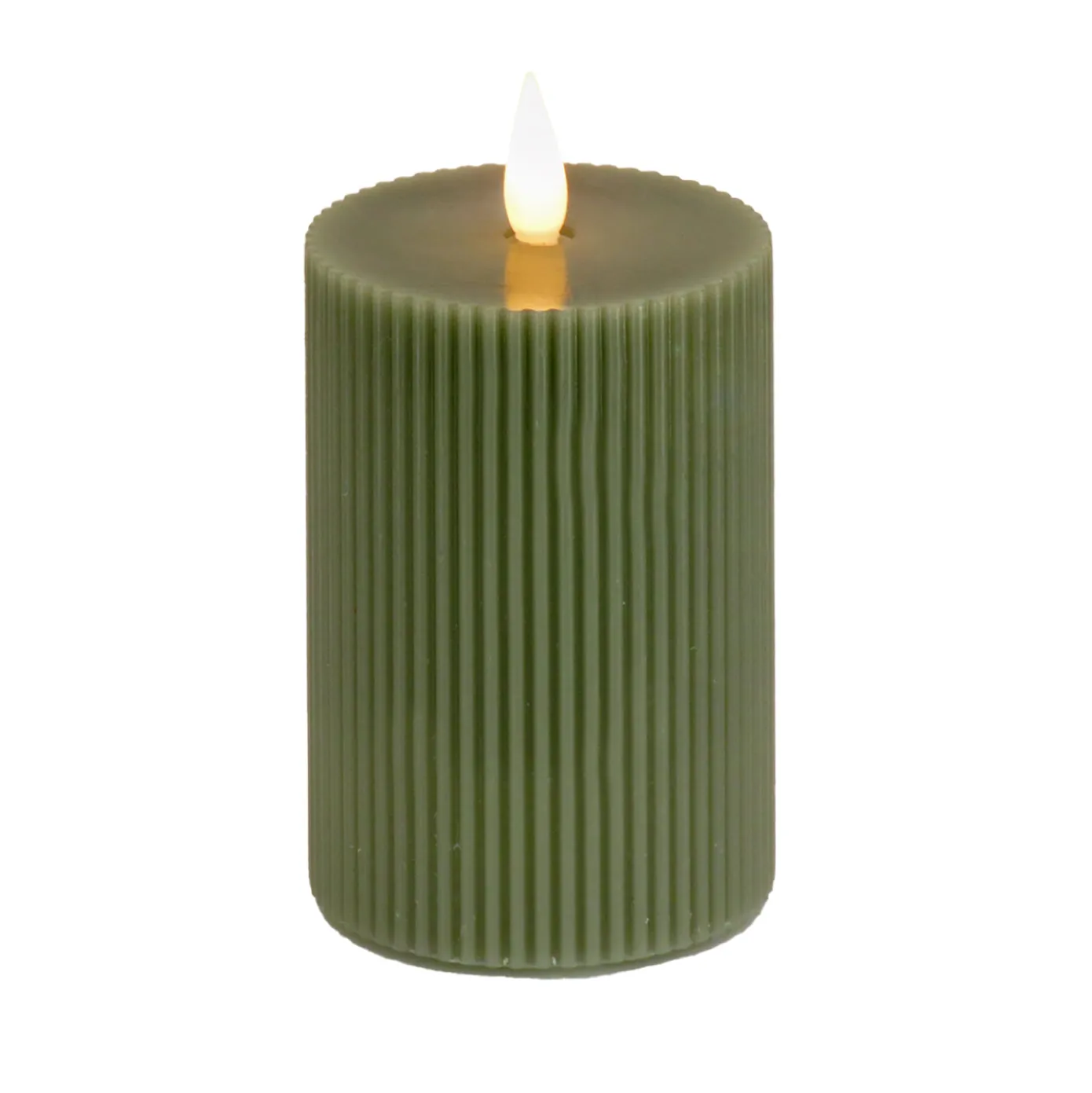 5 in. by 11 in. HGTV Home Collection Flameless Georgetown Pillar Candle, Dk Green
