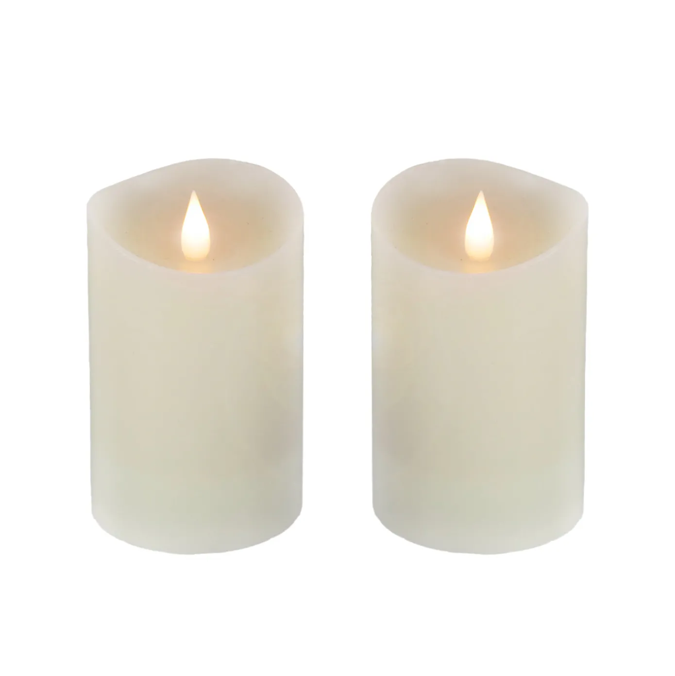 2 in. by 5 in. HGTV Home Collection Flameless Heritage Pillar Candle Pair, Ivory