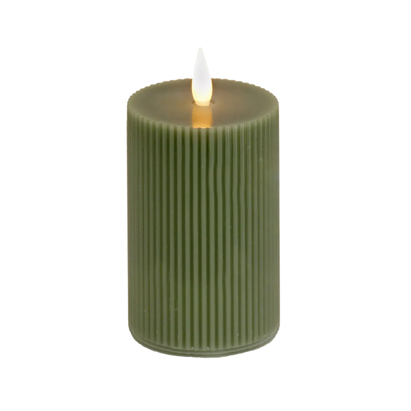 3 in. by 9 in. HGTV Home Collection Flameless Georgetown Pillar Candle, Dk Green
