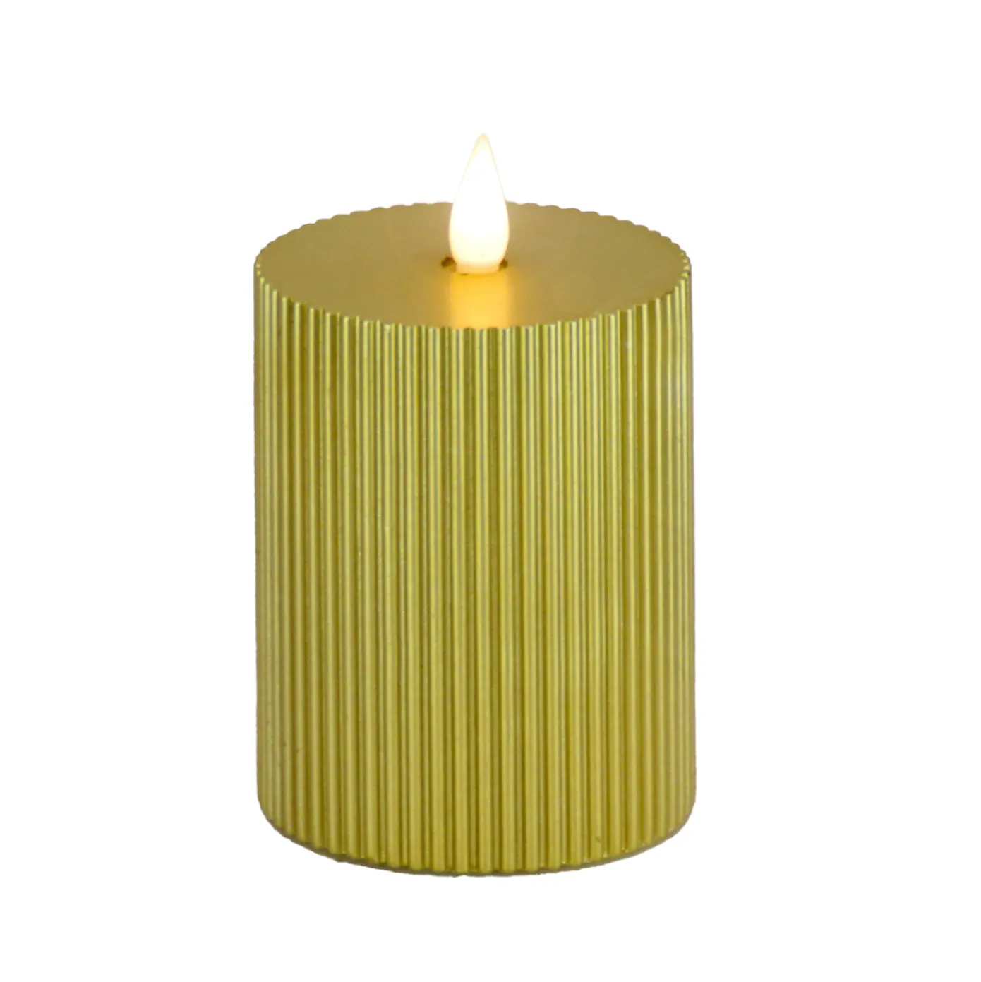 4 in. by 6 in. HGTV Home Collection Flameless Georgetown Pillar Candle, Gold