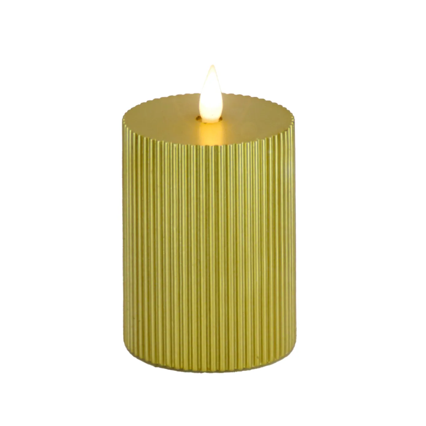 3 in. by 5 in. HGTV Home Collection Flameless Georgetown Pillar Candle, Gold