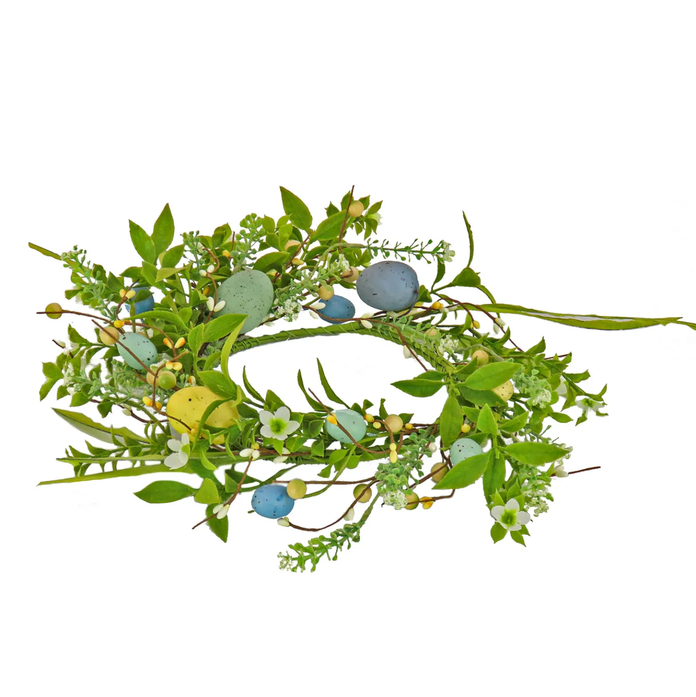 6 in. Easter Candle Ring Decorated with Pastel Eggs and Mini Flowers