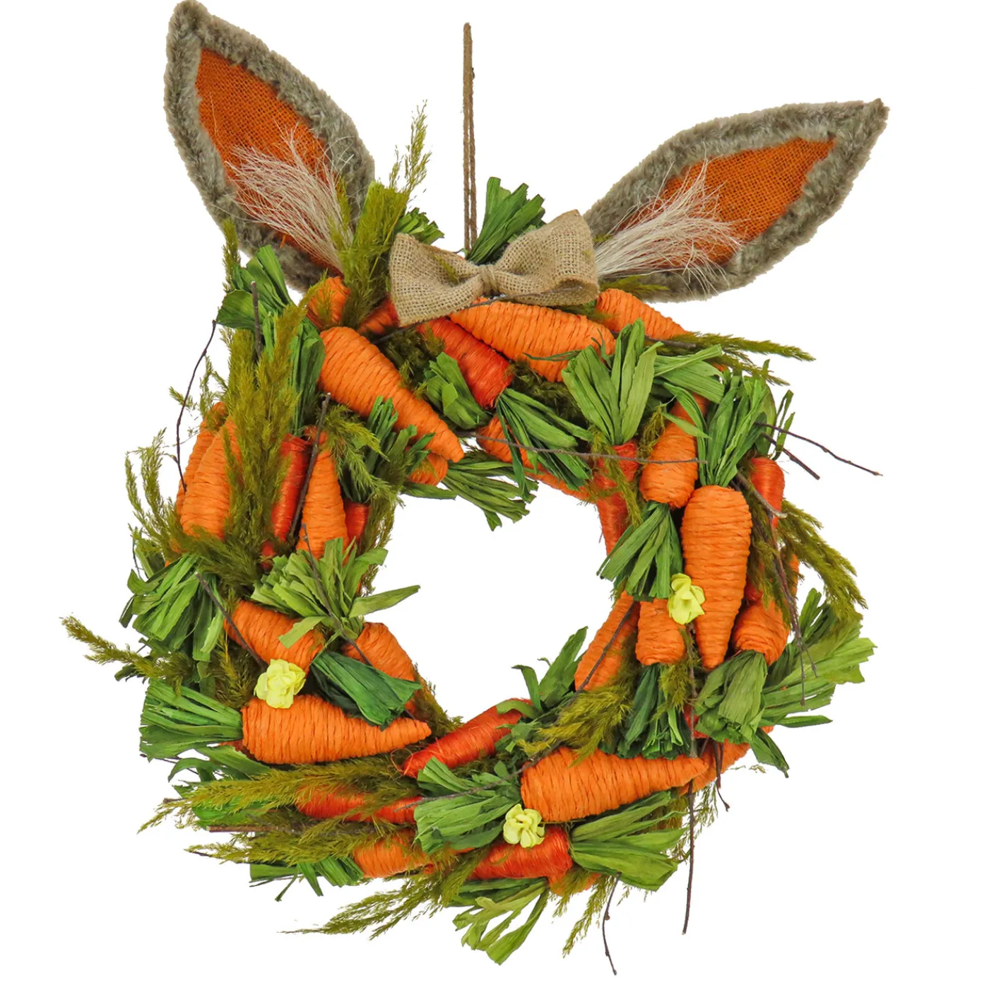 16 in. Easter Wreath Decorated with Carrots and Leafy Greens