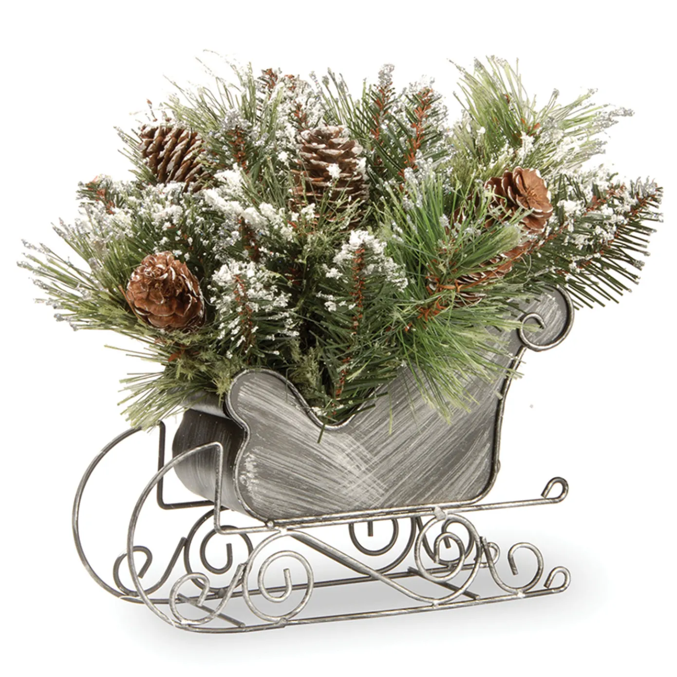 10 in. Glittery Bristle Pine Sleigh