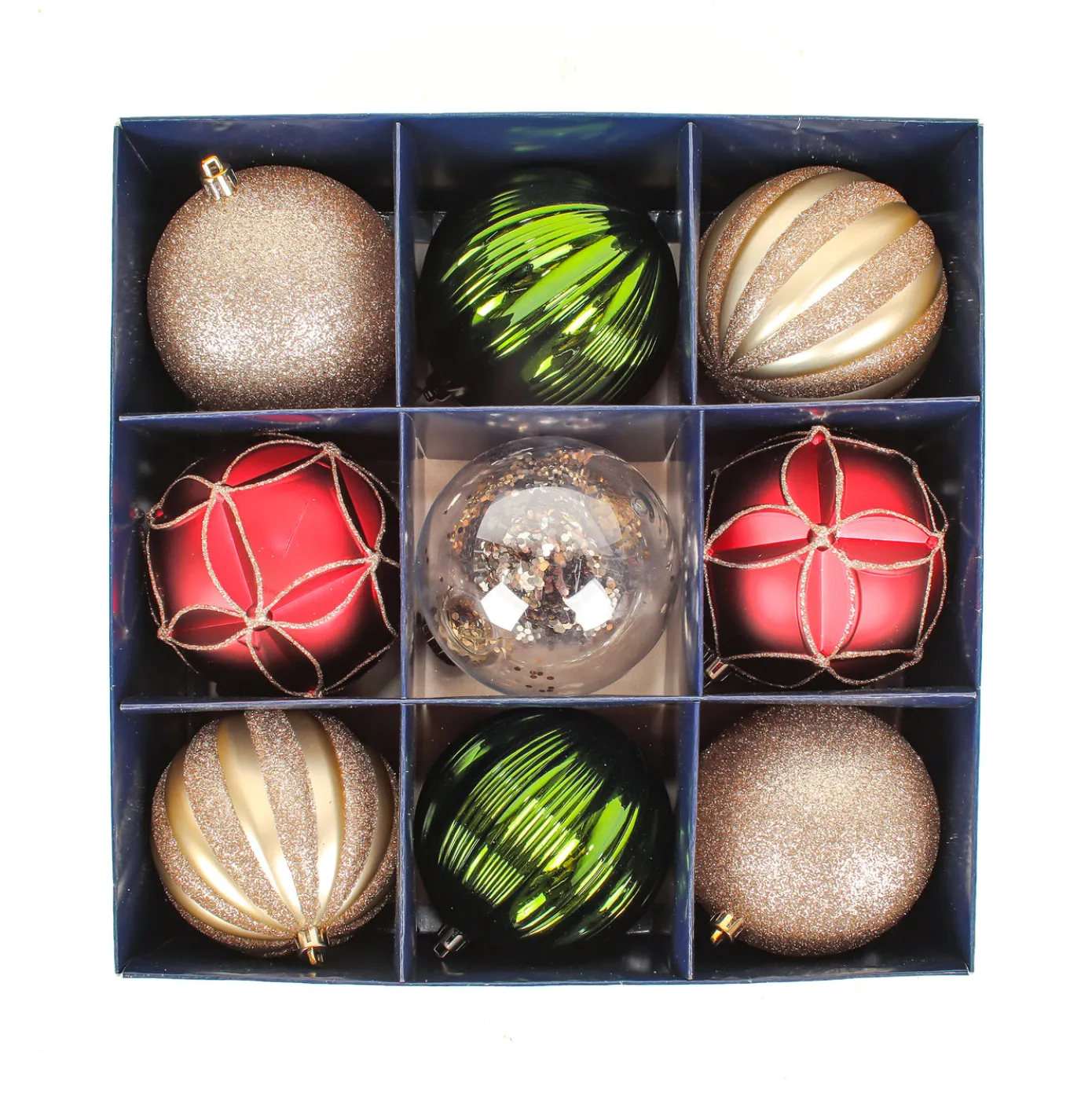 13 in. Gold Xmas Ball Decor Set