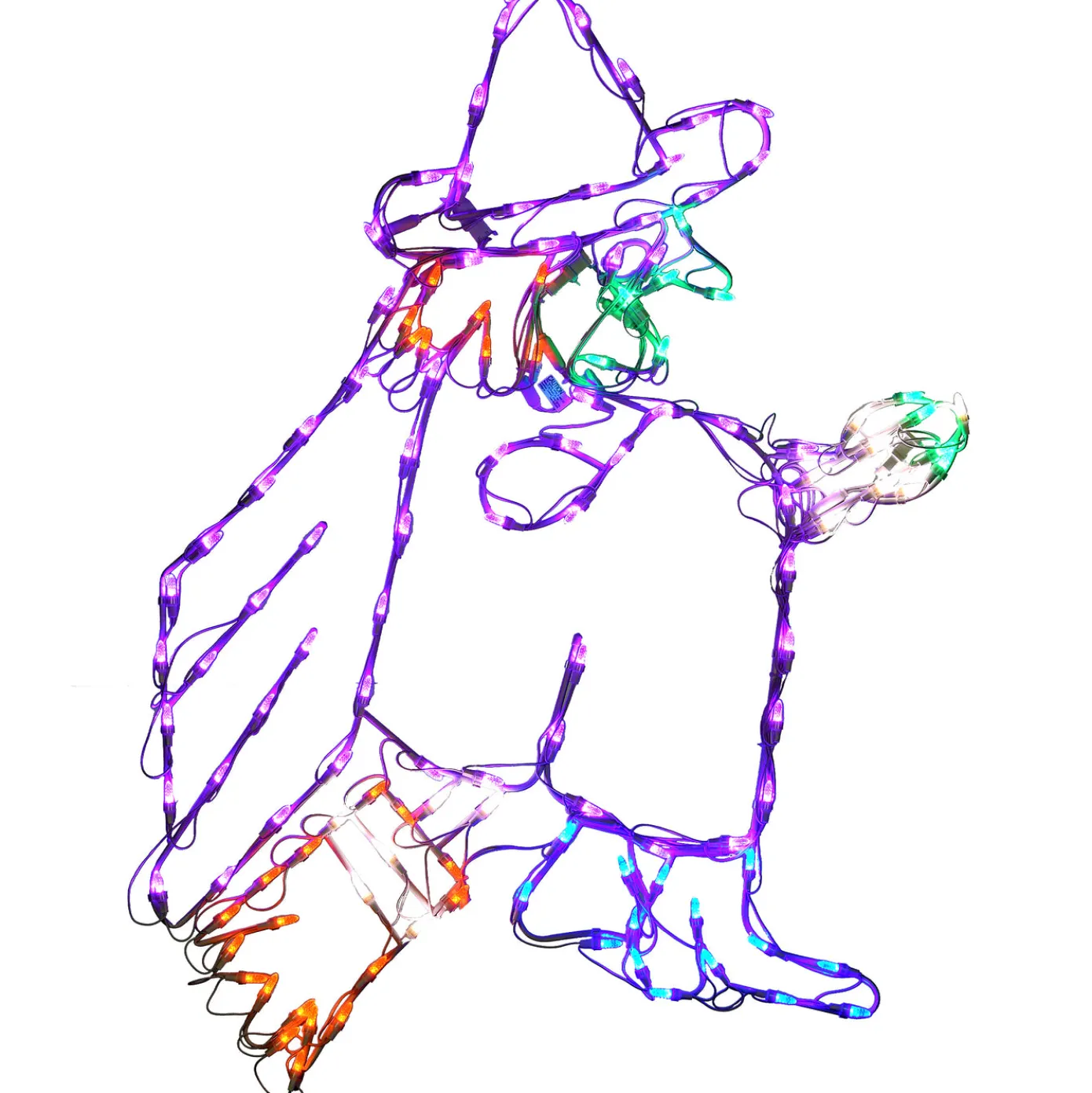 46 in. Halloween Flying Witch Lighted Sign Decoration with LED Lights