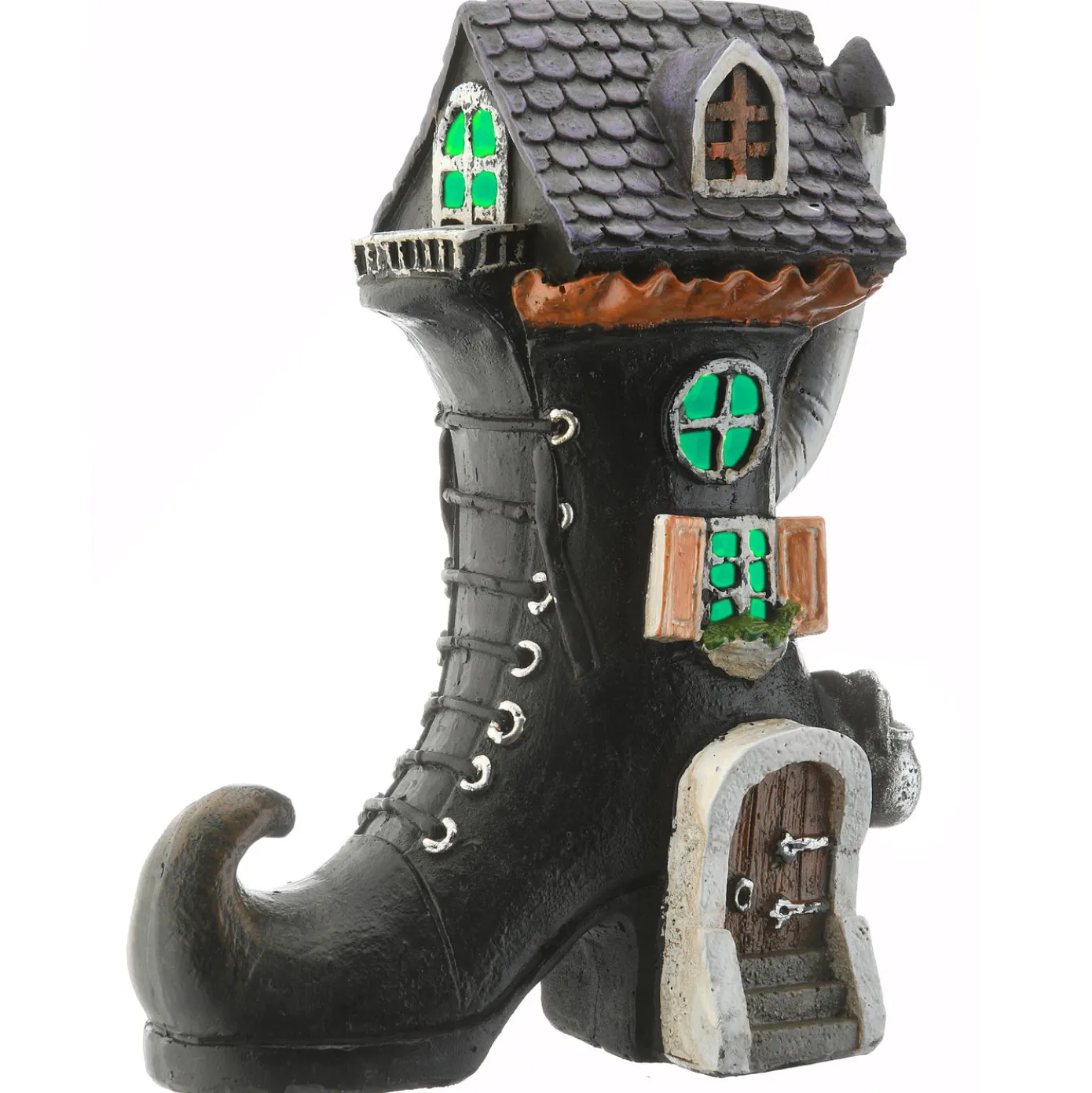 6 in. Halloween Pre-Lit Haunted Boot House Decoration with LED Lights