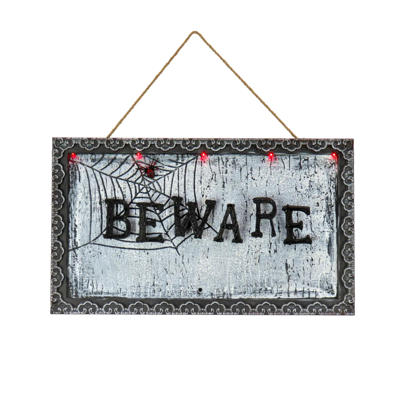 18 in. Halloween Pre-Lit Sound Activated Animated Hanging Door Sign with LED Lights