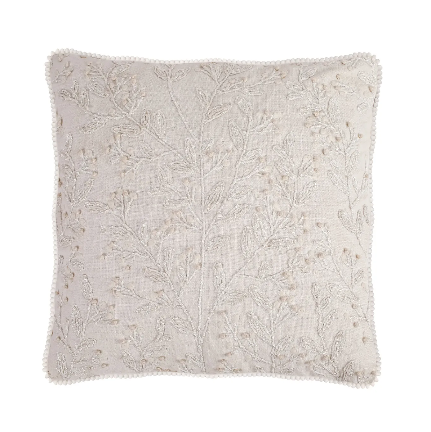 18 in. HGTV Home Collection White Boho Christmas Pillow